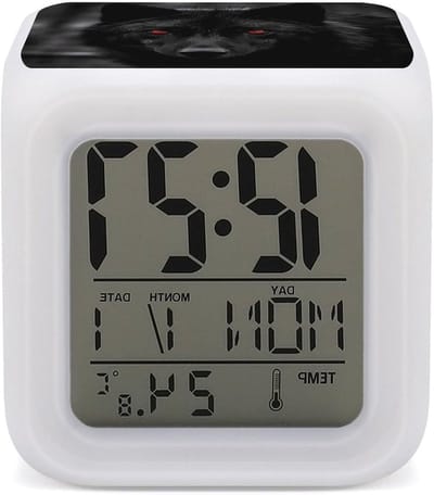 Wekker met Nachtlampje - Digitale Klok - Wakker Worden - 7 Kleuren Cijfers - 3.1 Inch - Zwart