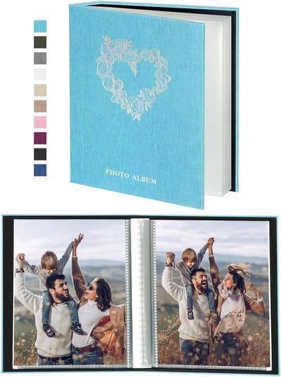 Klein Fotoalbum 6x4 met 52 Pockets, 2 Packs, Mini Linnen Album voor 100 Verticale 10x15cm Foto's voor Familie, Bruiloft en Verjaardag
