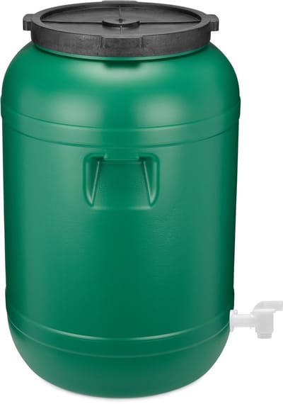 Garronda 120L met Kraan Kunststof Trommel Met Deksel - Vat - HDPE - Voedselvat - Tuin Hobbock – Groen - GD-DOL-Barrel-Green