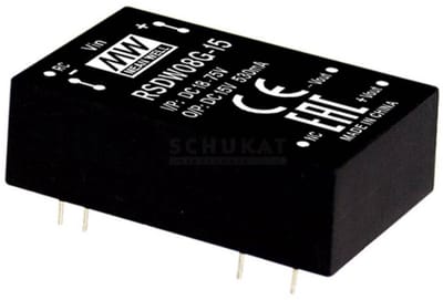 MW Mean Well RSDW08G-12 DC/DC-convertermodule 666 mA 8 W Aantal uitgangen: 1 x Inhoud 1 stuk(s)