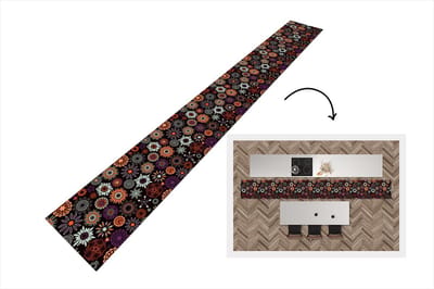 Keukenloper - Keukenmat - Retro - Bloemen - Regenboog - Boho - Patronen - 400x50 cm - Keuken vloerkleed