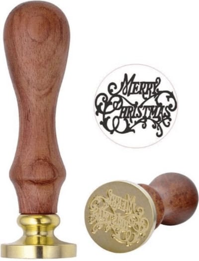 ZoeZo Houten Stempels Merry Christmas - Kaarsen stempelen - Zeep stempelen - Wax Seal - Verwijderbare kop - Enveloppen