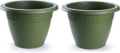 Plasticforte Plantenpot - 2x stuks - donkergroen - 33x40 cm - bloempot - kunststof - rond
