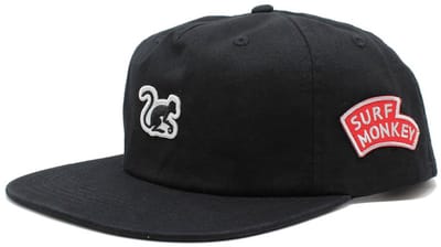Surf Monkey 5-panel pet voor heren/dames - 100% biologisch katoen - One size (zwart)