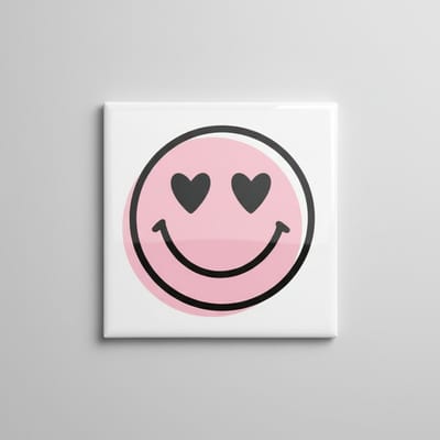 Liefde Smiley Gezicht Keramische Tegel – Schattige Hartjes Emoji Wanddecoratie – 15 × 15 cm
