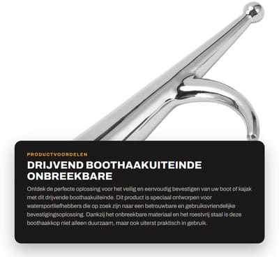 Dailygoods- Boothaakuiteinde Roestvrij Staal - Onbreekbaar - Stevig - Gemakkelijk te Gebruiken - Voor Boot/Kajak - Boothaak