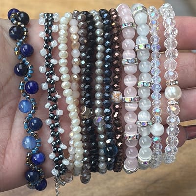 Verrassingspakket armbandjes 5 stuks - 5 dagen adventskalender - Armbandensets - Elastische armbanden - Edelsteen armbanden - Glaskralen armbanden - Armband cadeau