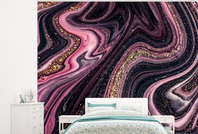 Behang - Fotobehang Marmerlook - Roze - Paars - Goud - Luxe - Marmer - Breedte 300 cm x hoogte 240 cm