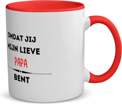 Akyol - omdat jij mijn lieve papa bent koffiemok - theemok - rood - Vader - de liefste papa - vader cadeautjes - vaderdag - verjaardag - geschenk - kado - 350 ML inhoud