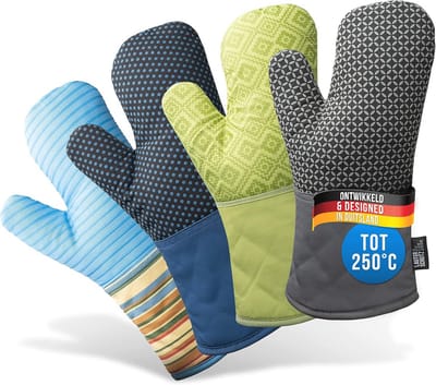 Ovenwanten met Siliconen Coating - Hittebestendig en Antislip (Contactwarmte tot 250°C) - Verkrijgbaar in Diverse Kleuren