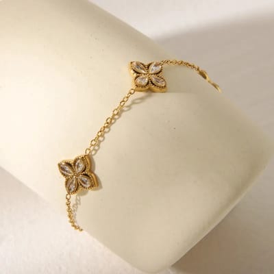 JewelGalerie - Armband - Bloemen - Goud