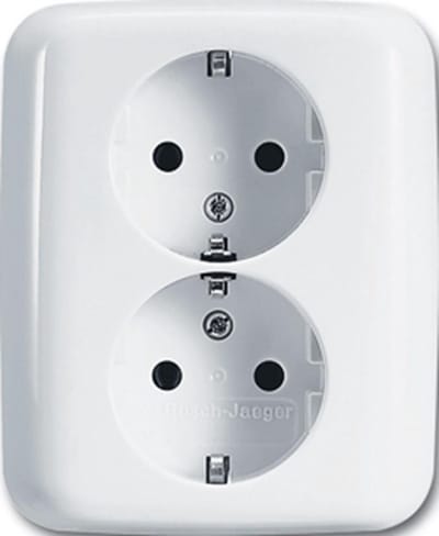 Busch-Jaeger Wandcontactdoos dubbel met aarde inbouw wit