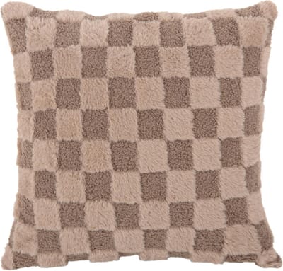 Present Time Sierkussen Checker - Bruin - 45x45x15cm - Scandinavisch - Polyester