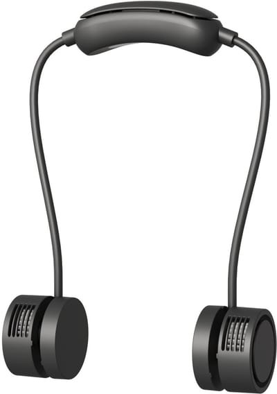 Nekventilator, bladloze draagbare ventilator voor directe verkoeling, ultralicht en ultrastil, handsfree bediening, 3 instelbare windsnelheden, draagbare en opvouwbare nekventilator, geschikt voor buitenspellen, picknicks en reizen (zwart).