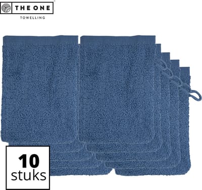 The One Towelling Washandjes - 16 x 21 cm - 10 Stuks - Washanden - Voordeelverpakking - 100% Katoen - Denim