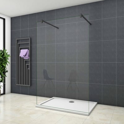 Serie Magnolia - Inloopdouche Vrijstaand - 90x200 - Mat Zwart - Antikalk - 10mm Helder Veiligheidsglas