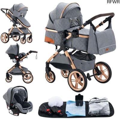 RFWR® 3-in-1 Kinderwagen Reissysteem - Opvouwbaar, met Gondel en Accessoires - Geschikt tot 25 kg
