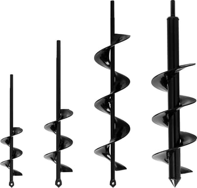 Dailygoods- Tuingraafmachines Set van 4 - Plantenboor/Spiraalboor - Robuuste Schacht - 30 cm Lange Plantvijzel - 8 cm/4 cm Diameter - Graven tot 30 cm Diepte - Tuinboor