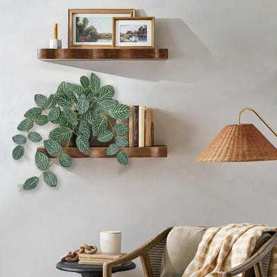 45 cm Kunstplant in Zwarte Pot Realistische Nep Hangende Fittonia Plant Kleine Kunstmatige Potplanten voor Plank Bureau Badkamer Keuken Kantoor Decoratie, Indoor Decoratieve Faux Groen Plant