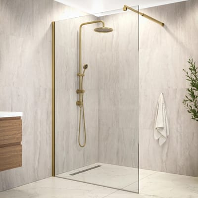 Mirlux Elva Inloopdouche – Luxe Douchewand van 6 mm Veiligheidsglas met Nano Coating – Transparant Glas – Gouden Aluminium Frame – 120×200 cm