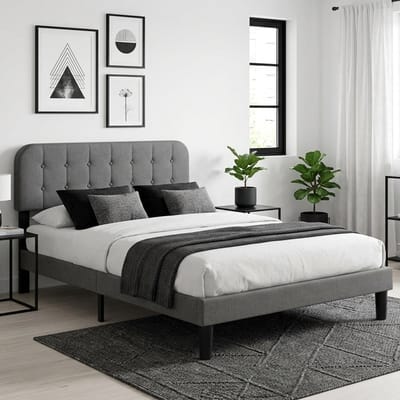 Bealife BF54 Bedframe - 200 x 140 cm - Verstelbaar Hoofdbord en Lattenbodem - 360 kg - Donkergrijs