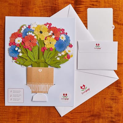 Prachtig 3D Wildbloemen Boeket - Herfst Pop-Up Bloemenkaart voor Elke Gelegenheid