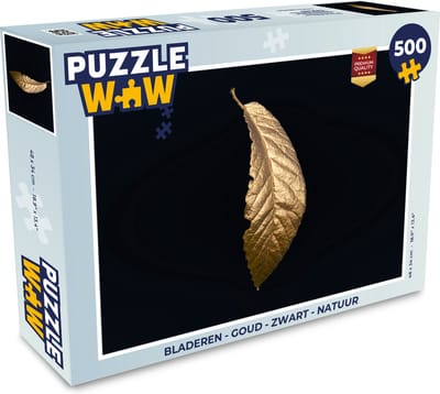 Puzzel Bladeren - Luxe - Goud - Zwart - Natuur - Legpuzzel - Puzzel 500 stukjes