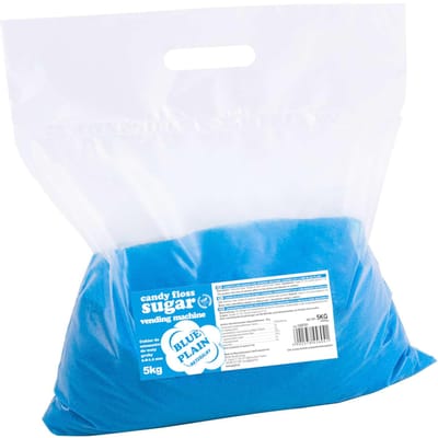 Suiker voor suikerspinmachine, korrelgrootte 0,8-1,2 mm, natuurlijke blauwe smaak, 5 kg
