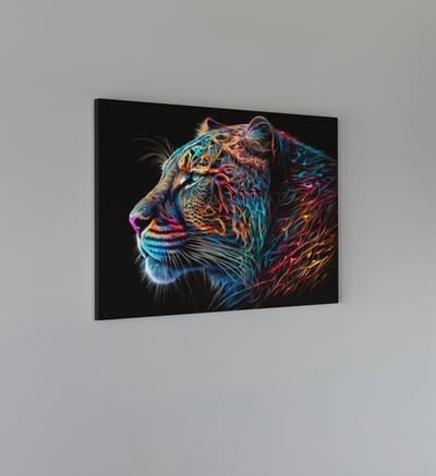Canvas Schilderij - Wilde Dier - Dieren - Luipaard - Kleurrijk - 150x100x2 cm