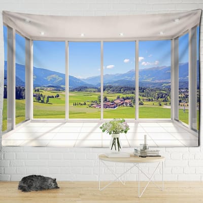 Tapisserie murale de plage à suspendre, paysage naturel, psychédélique, sorcellerie, bohème, hippie, décoration de dortoir pour la maison 95x70cm gray