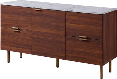 Teamson Home Ashton Dressoir - Nep Marmeren/Zwart - Metaal Poten - 48 x 14 x 28 (Inch)