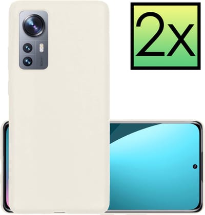 Hoesje - 2 Stuks - Geschikt voor Xiaomi 12 - Sterk & Shockproof - Case Siliconen - Back Cover - Telefoon Hoes - Wit
