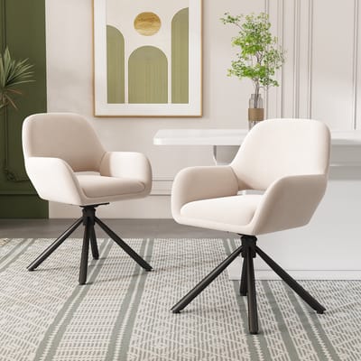 Sweiko Restaurant stoelen, 2-delige set (excl. tafel) van fluwelen stof, 360° draaibaar,met armleuningen, modern en minimalistisch, eetkamerstoelen, beige kleur