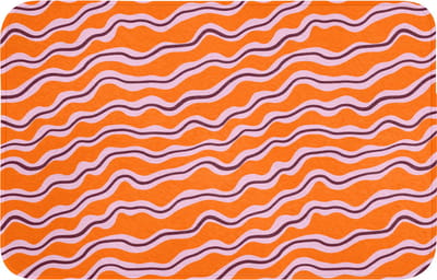 WC mat 80x50 cm - Antislip - Retro - Golvend - Oranje - Toiletmat - Vloermat - Douchemat - Toilet tapijt - Toiletmatten