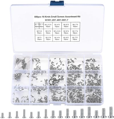800-Piece Micro Screw Set, Mini Screw Set, M1, M1.2, M1.4, M1.6, M1.7 Small Self Drilling Screw Set, Small for Eyewear - ShopVlot