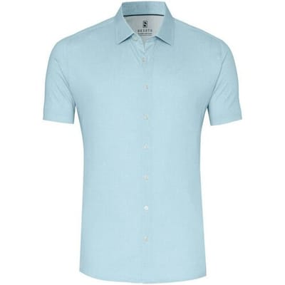 Desoto Overhemd Casual Kent Uni Color Oxford Short Sleeve Aqua / male