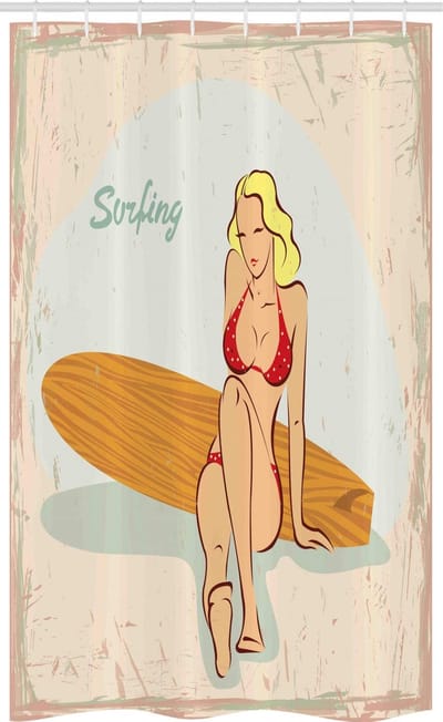 ABAKUHAUS Pin-up Meisje – Douchegordijn – 120 x 180 cm – Multicolor, waterafstotend