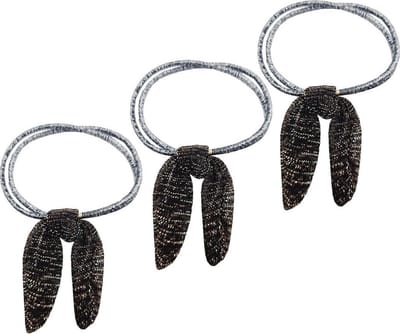 Haarsoires Haarelastieken – Strik 5cm – Glitter Stof – Goud Grijs Zilver - Set van 3