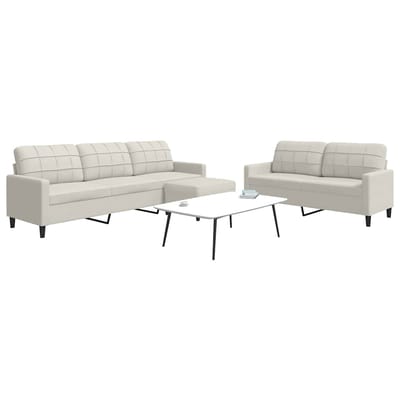 vidaXL - 3-delige - Loungeset - met - kussens - fluweel - crèmekleurig