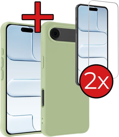 Hoesje - Met 2x Screenprotector - Geschikt voor Apple iPhone Air - Sterk & Shockproof - Telefoon Hoes - Back Cover - Siliconen Case - Telefoonhoes - Groen