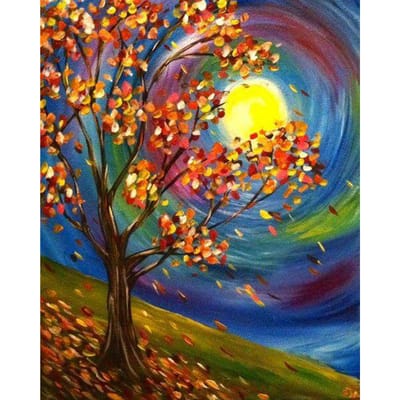 5D Diy Diamant Mozaïek Diamant Borduren Maanlicht Landschap Broderies Diamant Schilderij 20X30 white