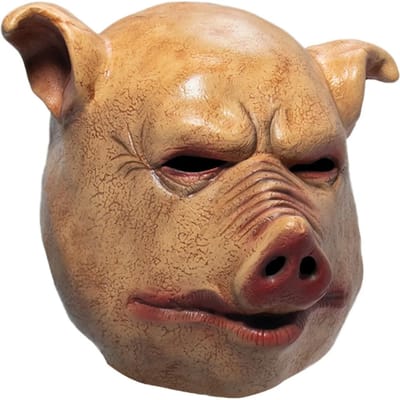Halloween Enge Zaag Varkenskop Masker Cosplay Feest Verschrikkelijke Dierenmaskers Volledig Gezicht Latex Masker Halloween Feest Decoratie Latex Requisiet beige