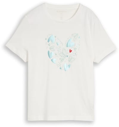 Tom Tailor - T-shirt met print - Maat XL - Dove White
