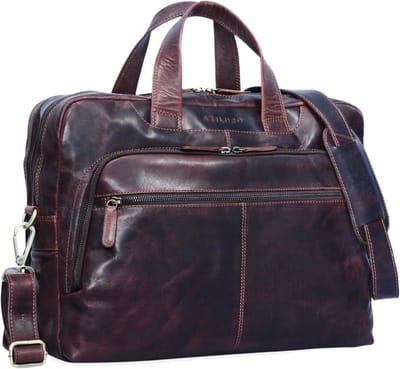 Grote Leren Aktetas Vintage Heren voor 15.6 Inch Laptop en Documenten