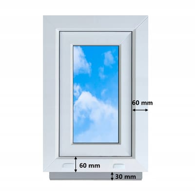 Wit PVC Raam 40x60 Links 400x600 mm Kiep- en Draaibaar, Dubbelglas