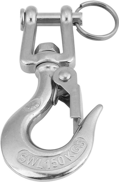 Jhubersproducts - Draaibare Ooghaak - Draaioog Snap - 350 KG Werklast - 90 mm - Gaffel Hijshaak - Ideaal voor hijstoepassingen en rigging