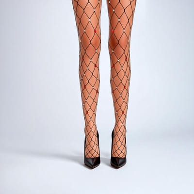 Uitgesneden Sexy Strass Panty Zwart Glanzende Panty Dames Visnet Kousen Club Feest Kousen Calcetines Vrouwelijke Mesh brown