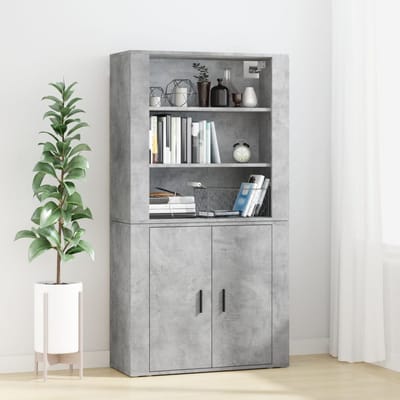 vidaXL - Hoge - kast - bewerkt - hout - betongrijs