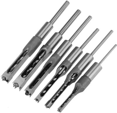 Store_9 - Set van 6 Vierkante Boorbits - Houtbewerking - Hoogwaardige kwaliteit - Zilver - Vierkante gaten boren - Inclusief diverse maten - Voor p...