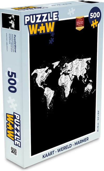Puzzel Kaart - Wereld - Marmer print - Legpuzzel - Puzzel 500 stukjes
